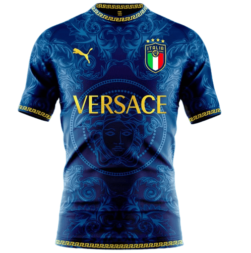 Camisa Seleção Itália x Versace - - Azul