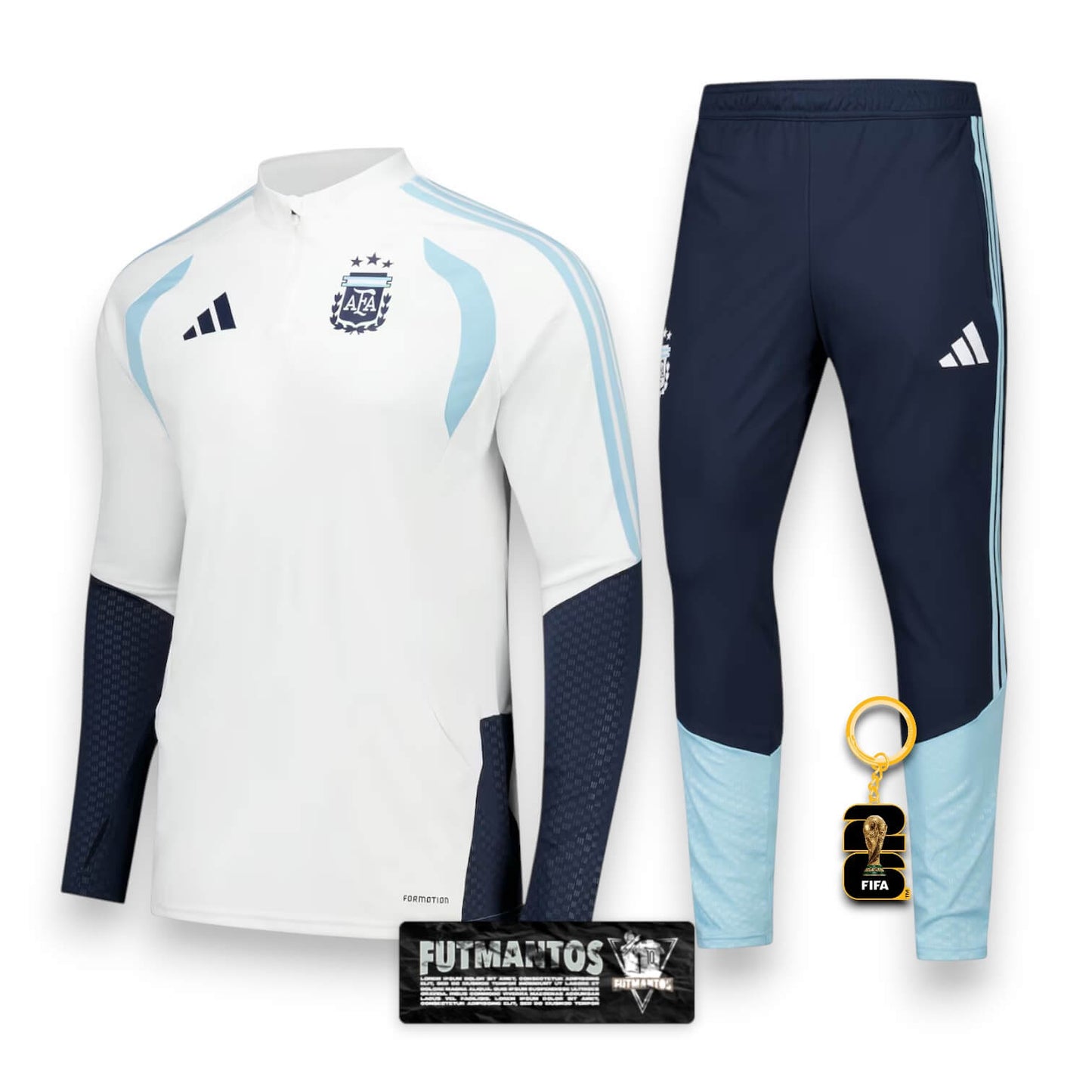 Conjunto Agasalho Argentina 2026 - Branco | Futmantos