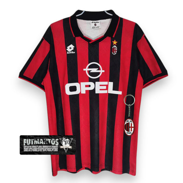 Camisa Milan Retrô 1995/1996 Vermelha e Preta - Lotto | Futmantos