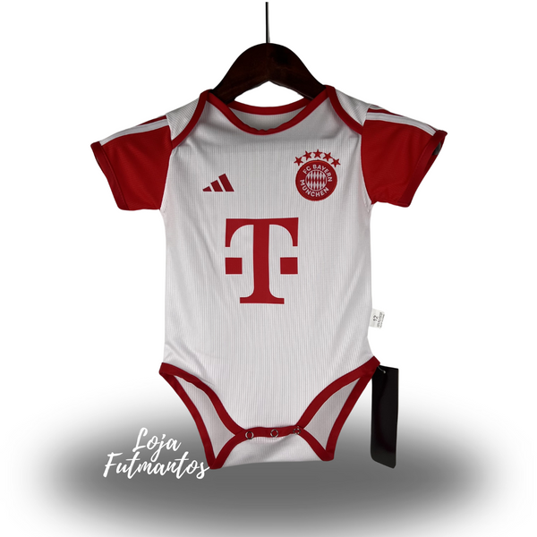 Body de Bebê Bayern de Munique 23/24 -Branco/Vermelho | Futmantos