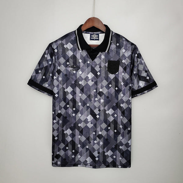 Camisa Inglaterra Retrô 1990 Preta e Branca - | Futmantos