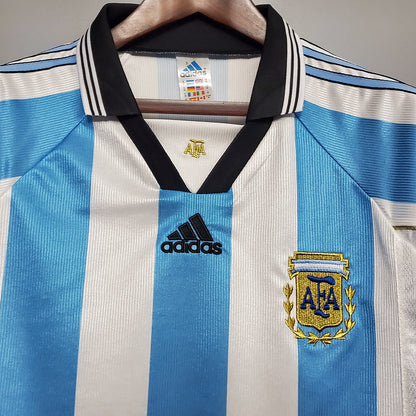 Camisa Seleção Argentina Retrô 1998 Azul e Branca - | Futmantos