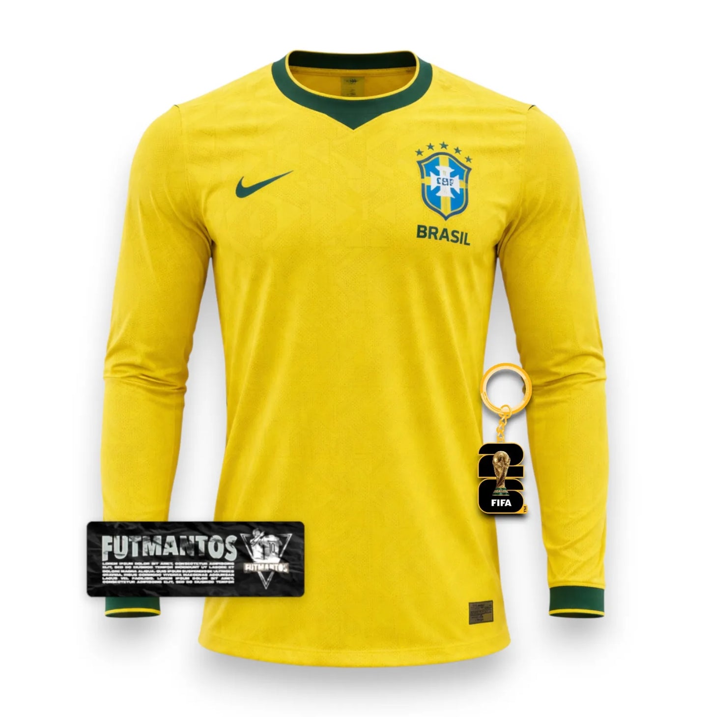 Camisa Brasil Manga Longa I 2026 - Versão Jogador Amarela | FutMantos