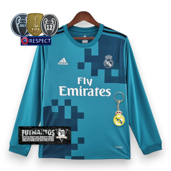 Camisa Manga Longa Real Madrid 17/18 - Azul | Futmantos